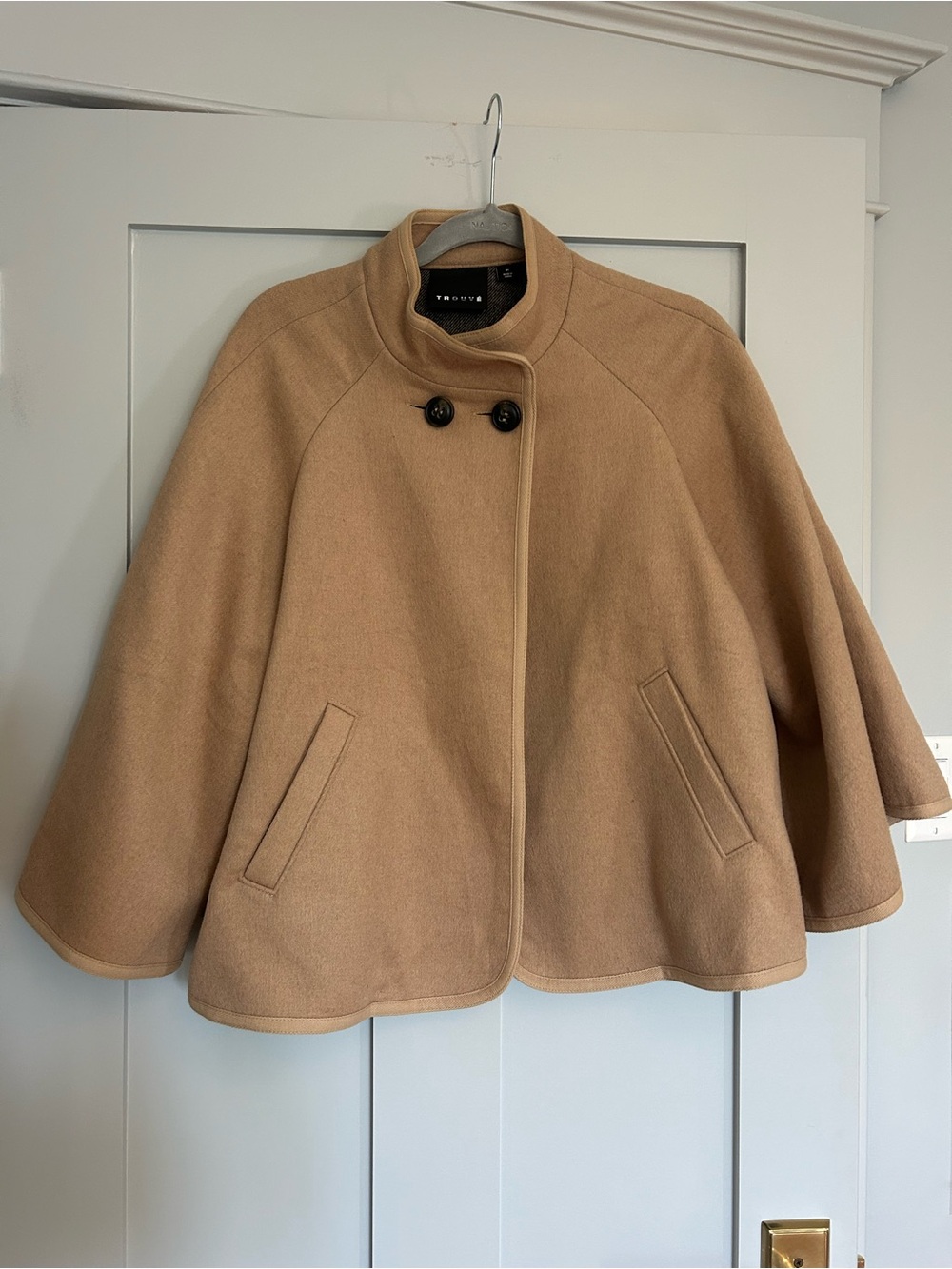 Trouvé Camel Wool Blend Cape Poncho Coat Size M